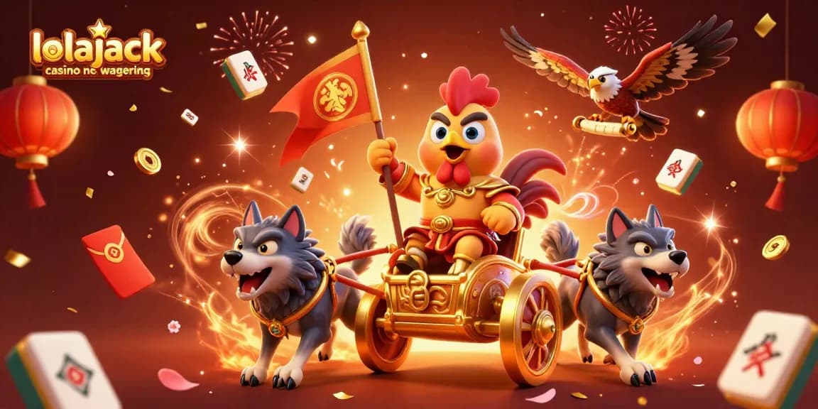 Experience exciting action at lolajack casino no wagering with vibrant illustrations of gaming elements and characters.