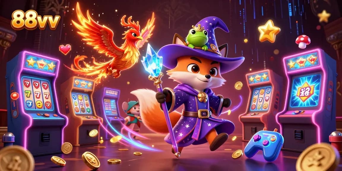 Experience thrilling gameplay at 88vv as the mystical wizard fox and phoenix celebrate slots and jackpots.