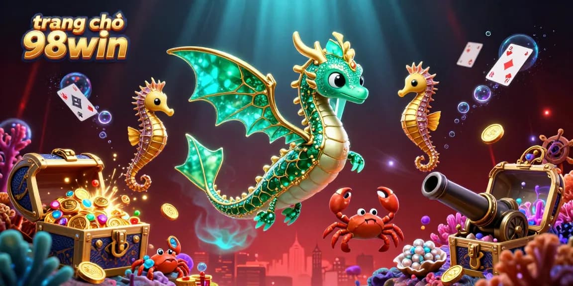 Experience the excitement of trang chủ 98win with a vibrant underwater casino world featuring dragons, treasure, and games.