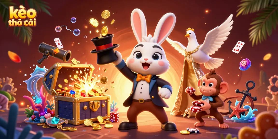 Engage in thrilling kèo nhà cái action with vibrant 3D characters and casino elements.