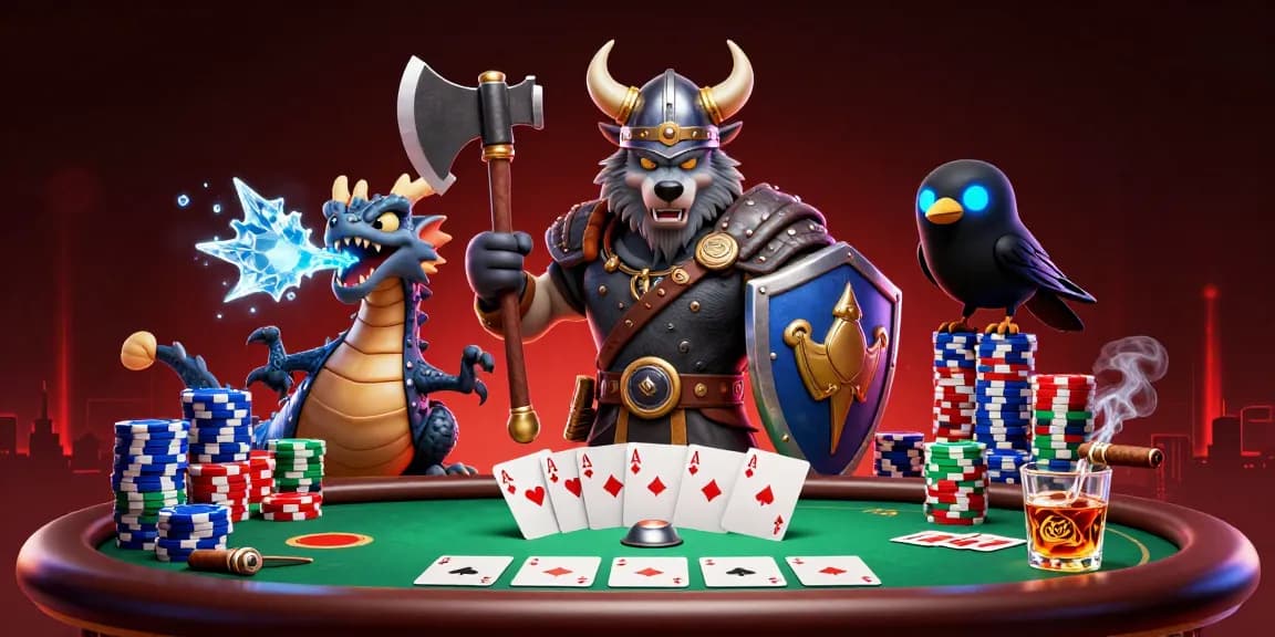 Engage with 58win by joining the Viking warrior's epic gambling scene, rich in poker elements.