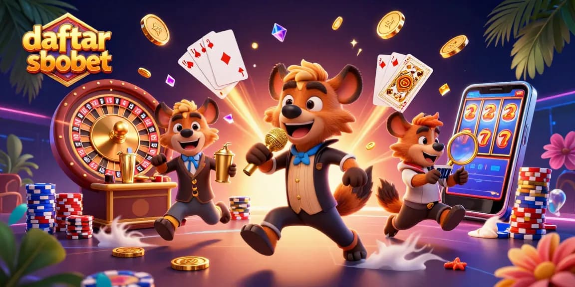 Experience the excitement of daftar sbobet with hyenas running a lively casino scene.