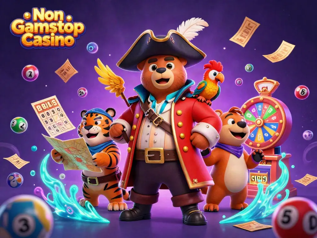 Engage with exciting Non Gamstop Casino adventures in this vibrant 3D pirate-themed illustration.