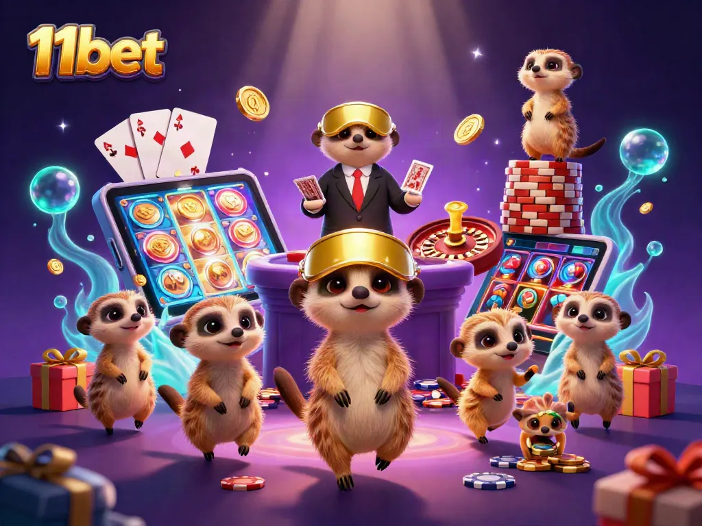 Experience thrilling action at 11bet's vibrant casino with meerkats, slots, and excitement.
