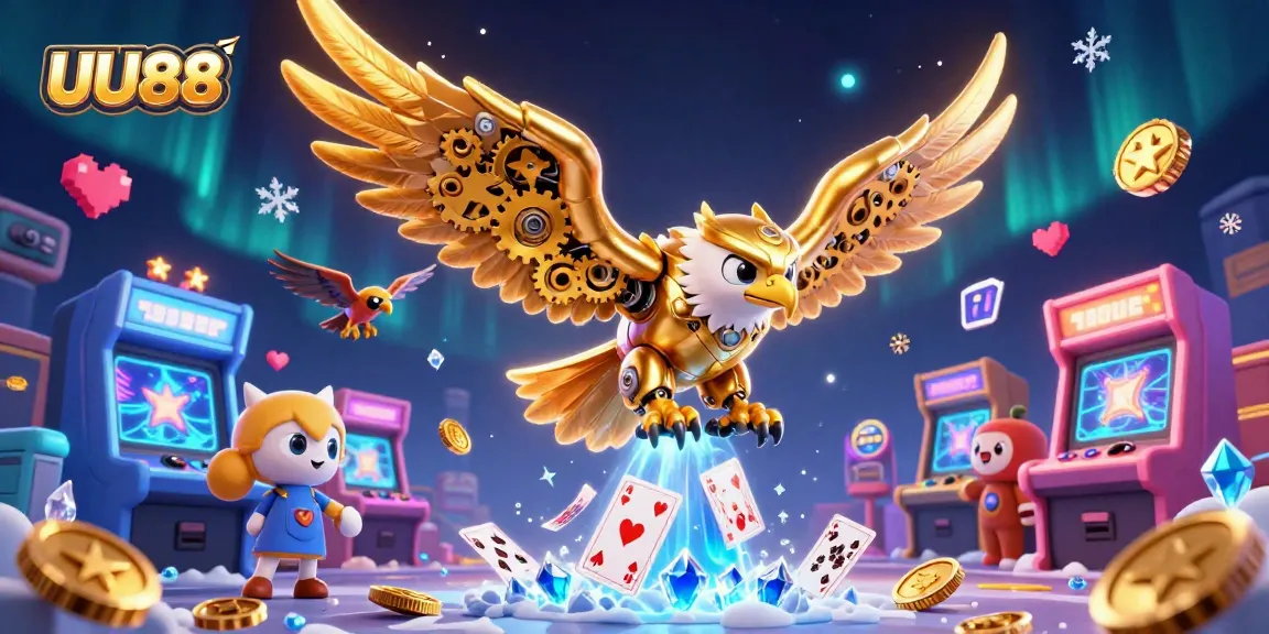 Experience thrilling gameplay with the UU88 golden eagle soaring among casino elements.