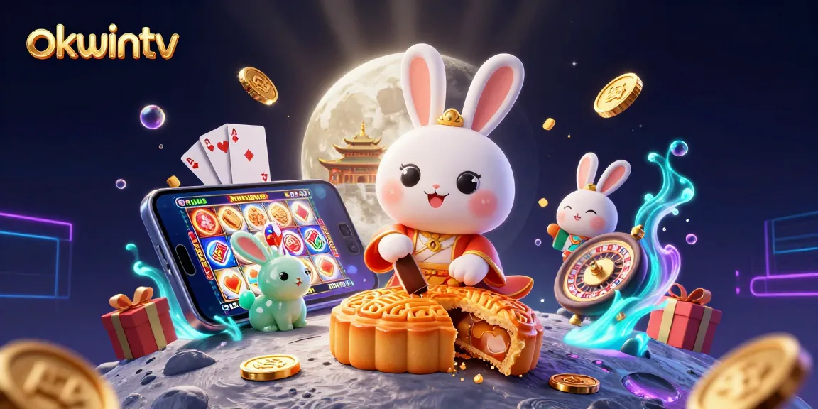 Experience thrilling moments at okwintv, where the moon rabbit reveals poker chips inside mooncakes amidst lively gaming elements.