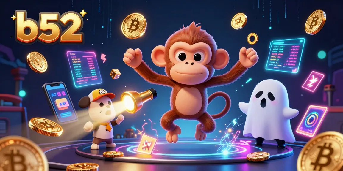 Engage in the thrilling b52 casino experience surrounded by magical golden elements and crypto coins.