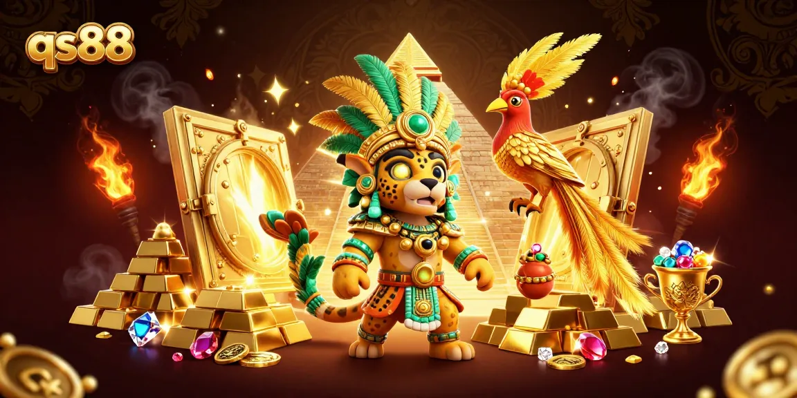 Experience the thrill of qs88 with vibrant gaming elements and dynamic characters in a 3D illustration.