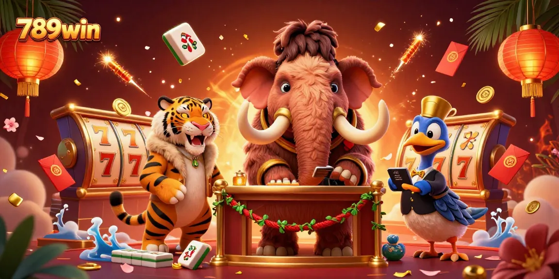 Experience thrilling gameplay at 789win with a vibrant scene of cartoon casino elements and characters.
