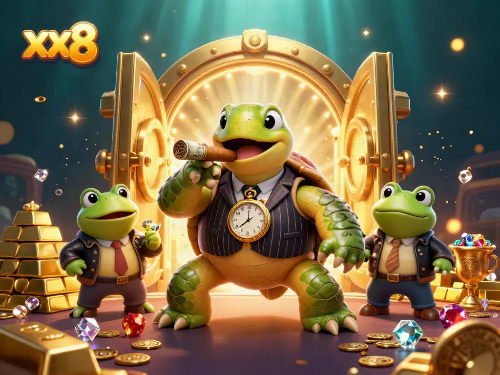 Engage with the vibrant world of xx8 casino featuring characters from a lively scene with treasures and gems.