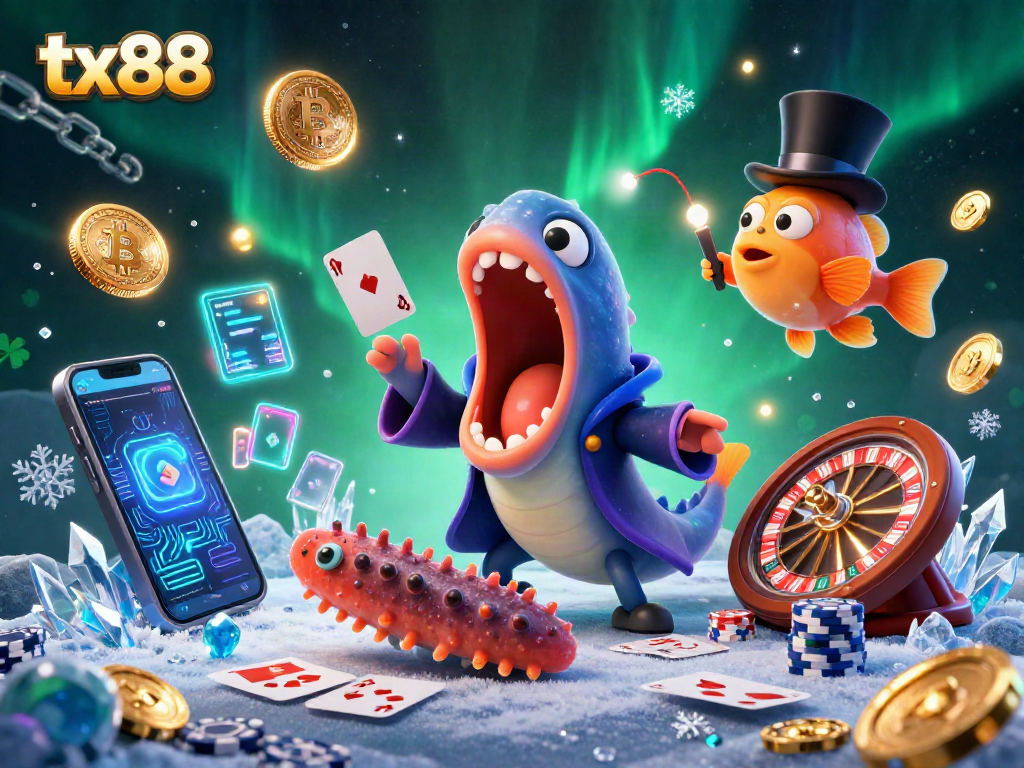 Watch the tx88-themed casino scene featuring unique deep-sea characters performing and surrounded by crypto elements.