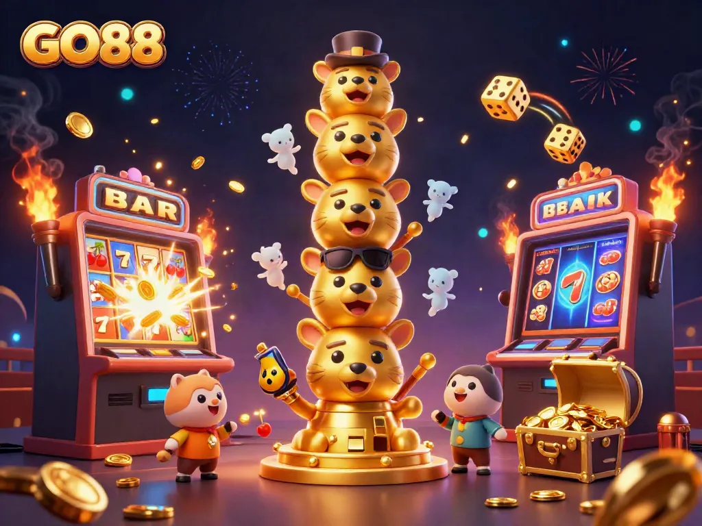 Experience the thrill of winning at GO88 with vibrant casino elements and a captivating totem pole.