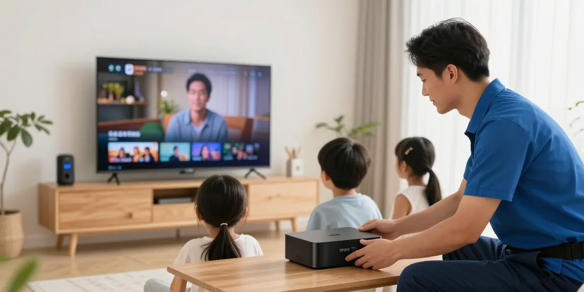 smart IPTV service setup by a trusted local technician in an inviting home.