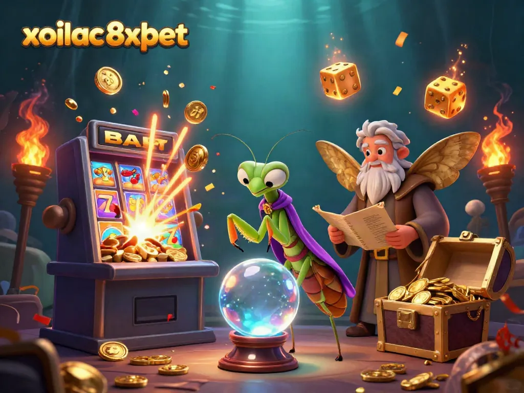 Experience excitement with the xoilac 8xbet fortune teller in a captivating casino scene.