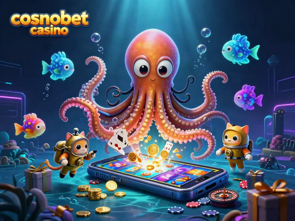 Experience the excitement of cosmobet casino with vibrant games and playful characters in a rich underwater scene.