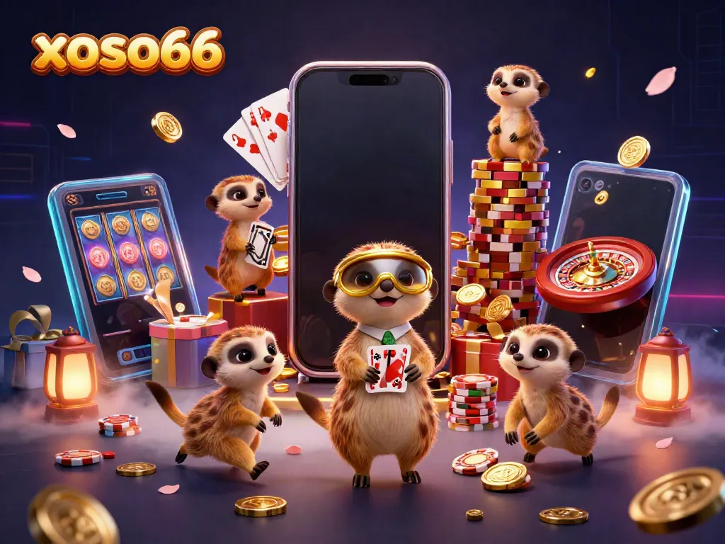 Experience exciting wins with xoso66's vibrant casino games and animations featuring meerkat characters.