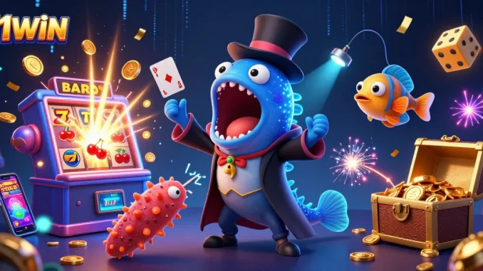11WIN showcases a thrilling casino scene with vibrant characters and dynamic gaming elements.