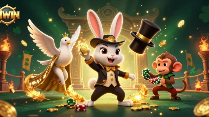Experience the excitement at 11WIN with a vibrant casino illustration showcasing a magical scene filled with action.