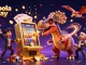 Experience judi bola parlay at its best as a whimsical dinosaur interacts with casino elements in this dynamic scene.