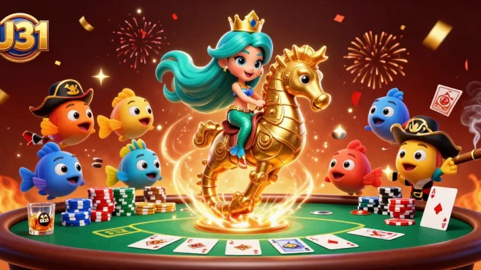 U31 offers immersive gambling with a 3D casino illustration featuring a mermaid princess, seahorse, and poker elements.