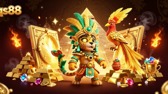 Experience the thrill of qs88 with vibrant gaming elements and dynamic characters in a 3D illustration.