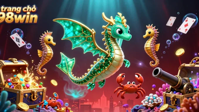 Experience the excitement of trang chủ 98win with a vibrant underwater casino world featuring dragons, treasure, and games.