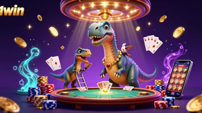 Play at 11WIN with a whimsical casino atmosphere in a vibrant 3D scene.